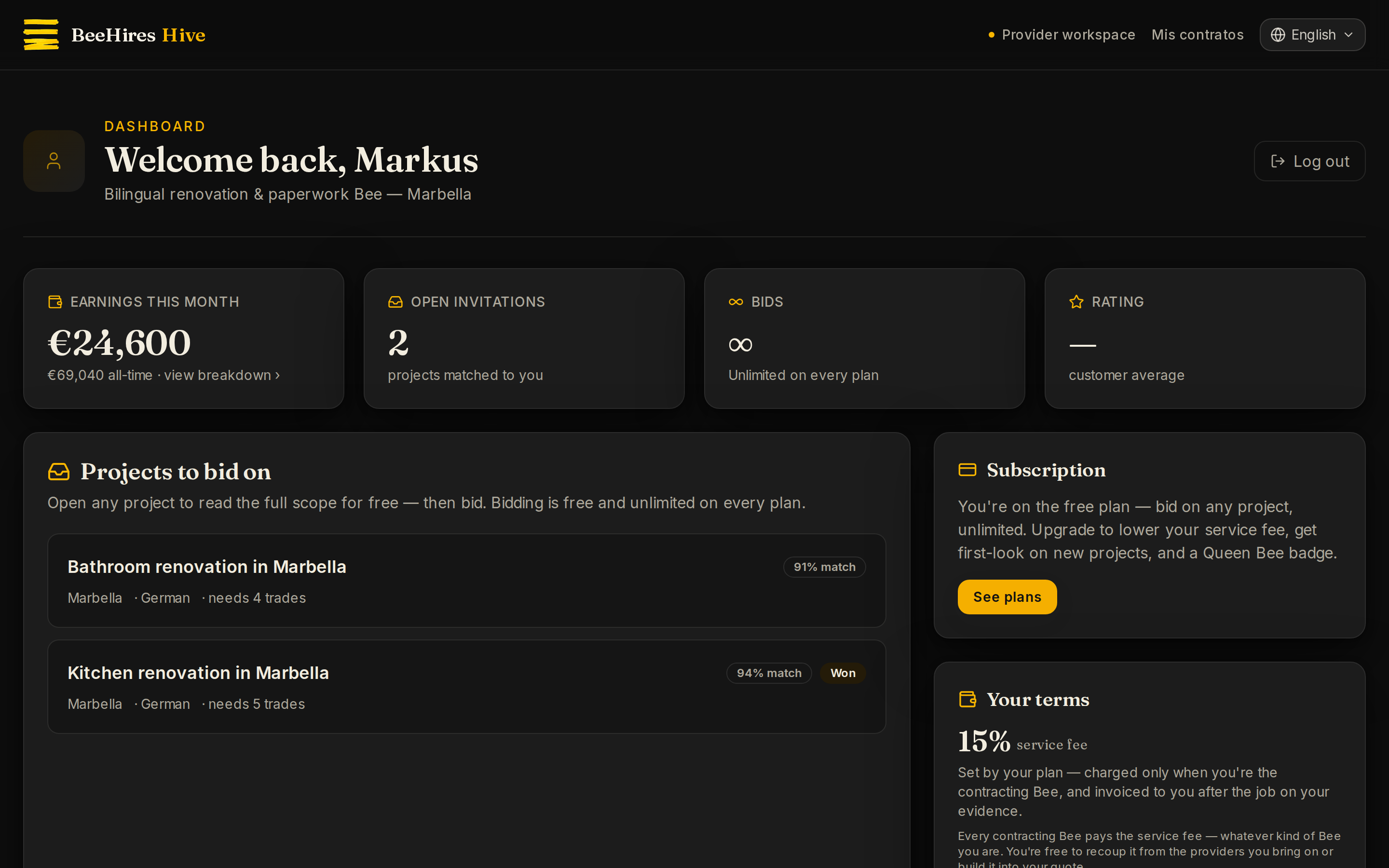New, well-briefed projects arrive in your hive inbox.